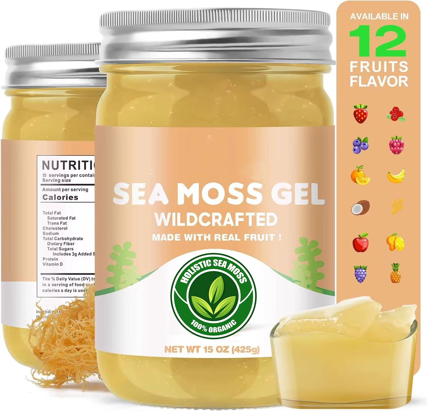 Fruit-Infused Sea Moss Gel – 16oz | Vegan Superfood with Over 92 Minerals