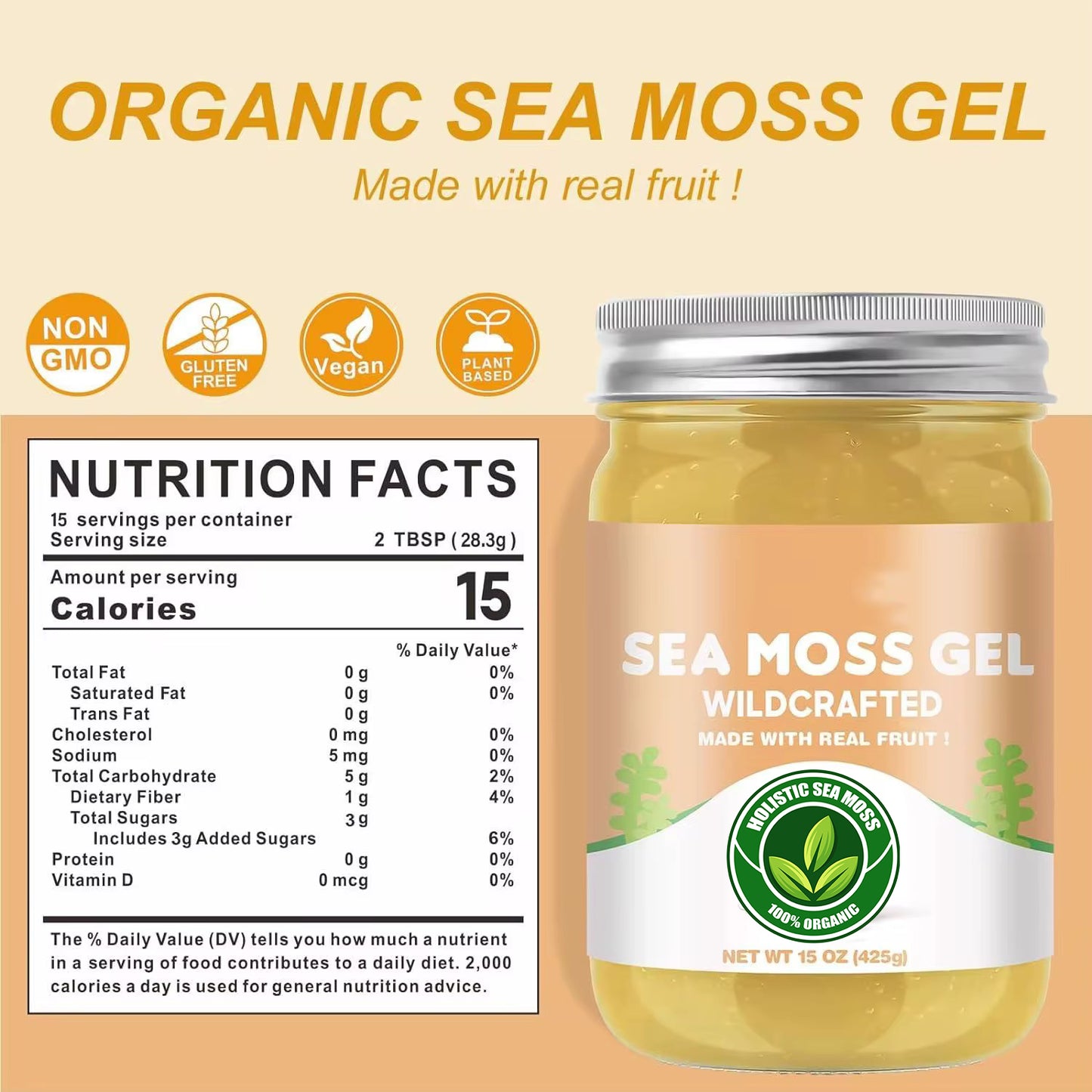 Fruit-Infused Sea Moss Gel – 16oz | Vegan Superfood with Over 92 Minerals