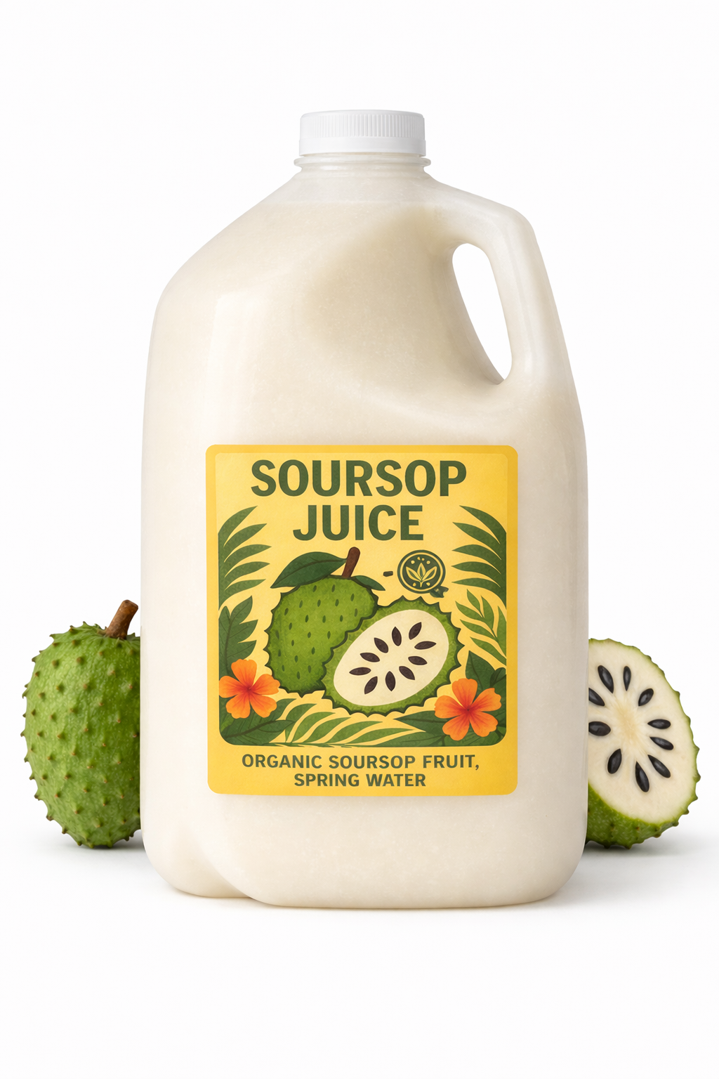 Organic Soursop Juice – Freshly Blended Tropical Fruit Beverage, 1 Gallon Jug, No Added Sugar