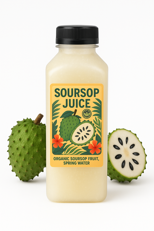Organic Soursop Juice 16oz – Fresh Tropical Graviola Drink, Cold-Pressed with Spring Water (Single, 3-Pack, 6-Pack Options)