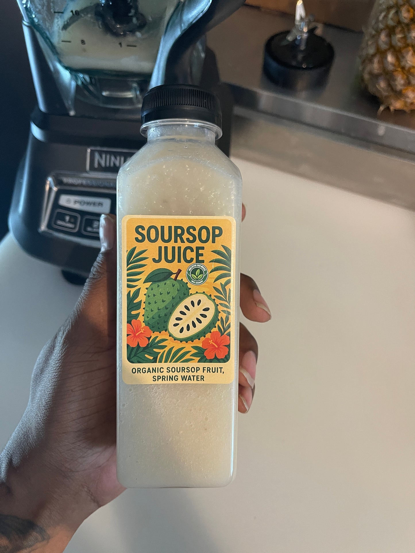 Organic Soursop Juice 16oz – Fresh Tropical Graviola Drink, Cold-Pressed with Spring Water (Single, 3-Pack, 6-Pack Options)
